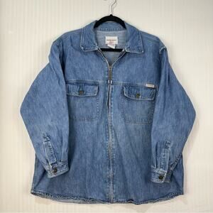 CG Cotton Ginny Plus Size 1X Vintage Denim Jean Full Zip Jacket Cotton Shirt